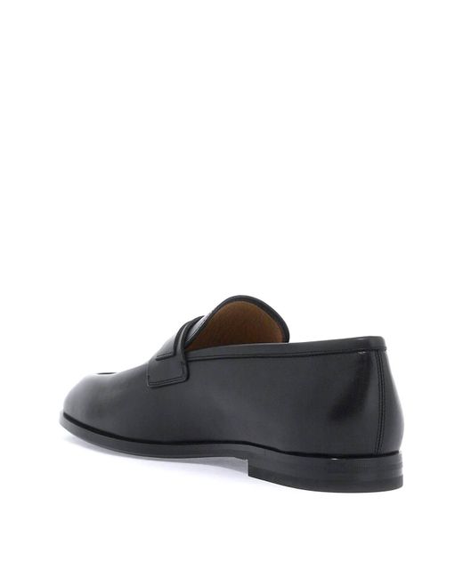 Ferragamo Black Smooth Leather Loafers With Gancini for men