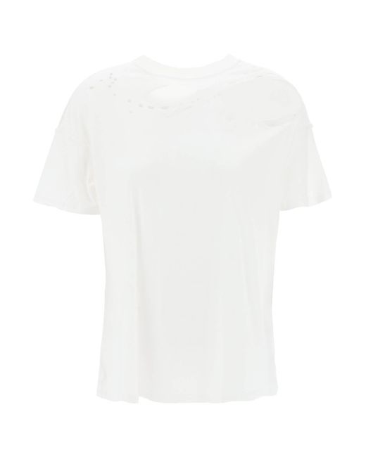 Interior White Mandy Destroyed-Effect T-Shirt