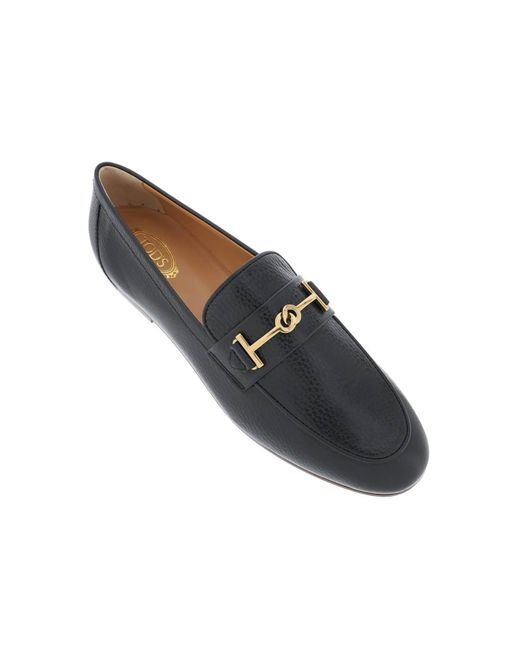 Tod's Gray Leather Loafers With Bow