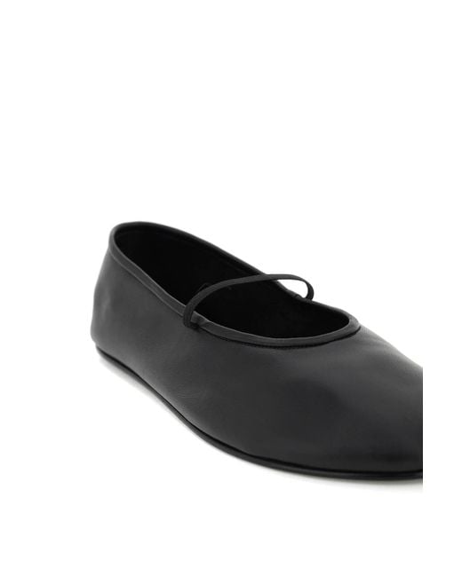 The Row Black Nappa Leather Ballet Slippers
