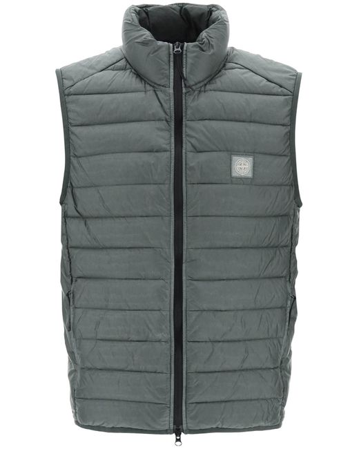 Stone Island Gray Lightweight Puffer Vest In R-nylon Down-tc for men