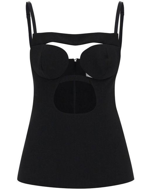 Nensi Dojaka Black Cut Out Top With Padded Cup