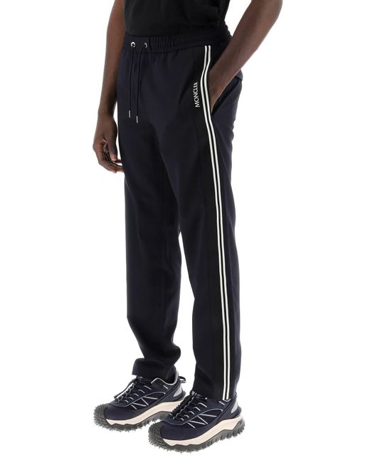 Pantaloni sportivi con strisce laterali di Moncler in Blue da Uomo
