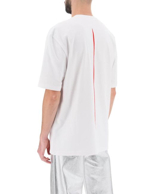 T-Shirt Con Intarsio A Contrasto di Ferragamo in White da Uomo
