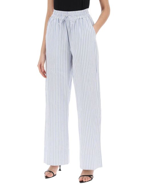 Skall Studio White Striped Cotton Rue Pants With Nine Words