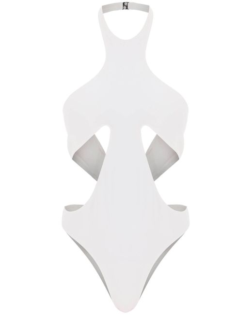 Mugler White One Piece Swimsuit With Cut Outs