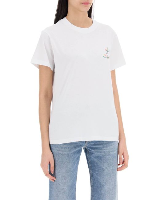T-Shirt Con Ricamo Logo di Chloé in White