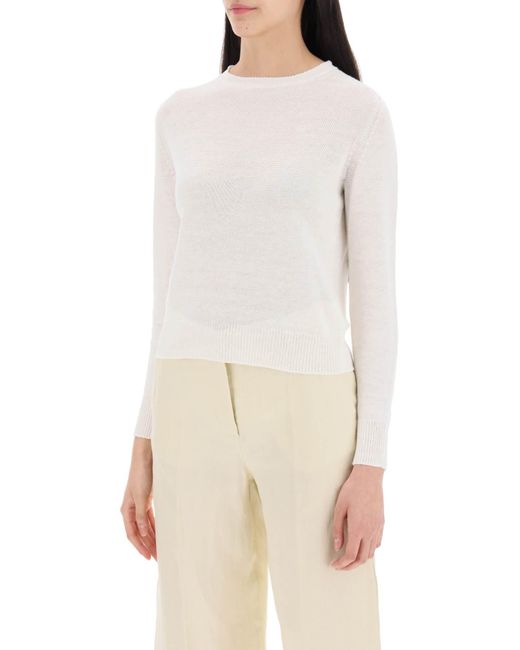 Weekend by Maxmara White Aztec Linen Pullover Sweater