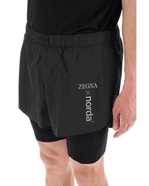 Zegna Gray Running Techno Shorts for men