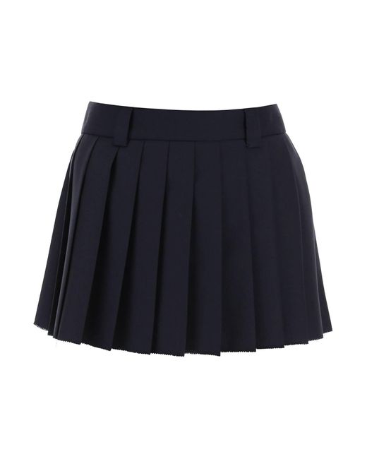 Miu Miu Blue Batavia Pleated Mini Skirt