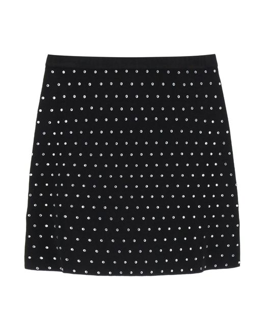 GIUSEPPE DI MORABITO Black Rhinestone Knitted Mini Skirt