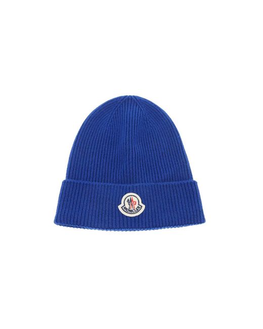 Moncler Blue Tricot Beanie Hat for men