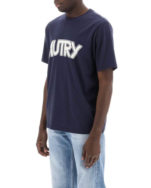 T Shirt Con Maxi Stampa Logo di Autry in Blue da Uomo