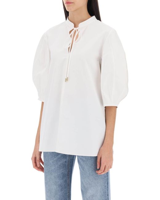 Chloé White Chloe' Lantern Sleeve Tunic Shirt