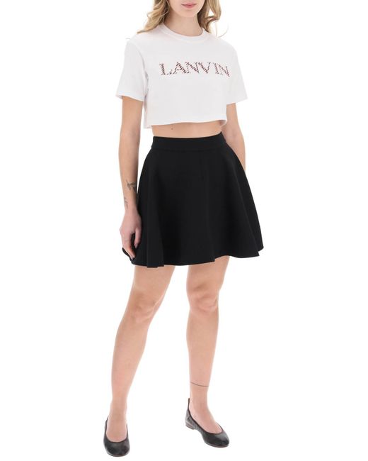 Lanvin White Curb Logo Cropped T Shirt