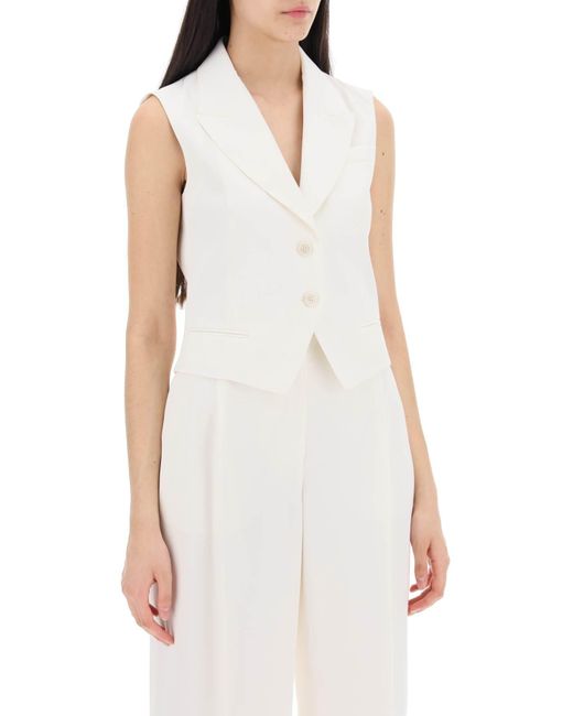 Alexander McQueen White Cropped Viscose Twill Vest For