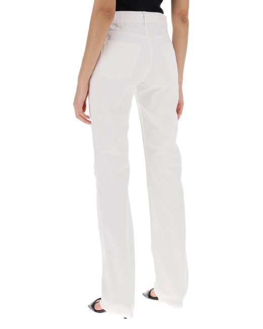 Palm Angels White Jeans With Metal Detailing