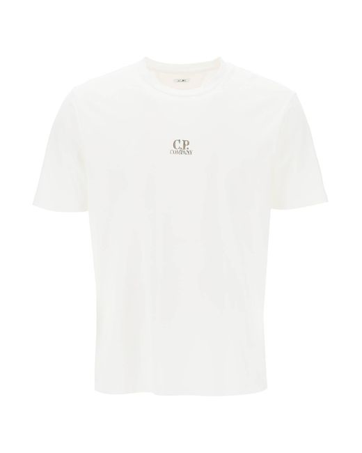 C P Company White British Sailor Printed T-Shirt With for men