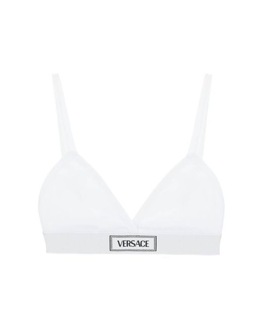 Versace White '90S Logo Ribbed Bralette