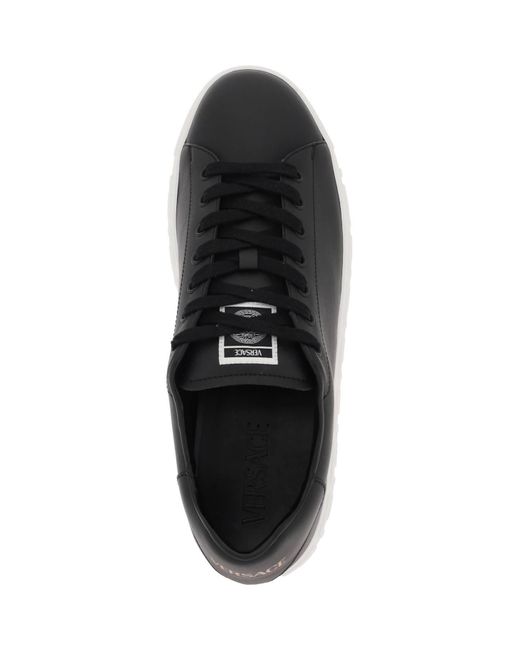 Versace Black Greca Leather Sneakers for men