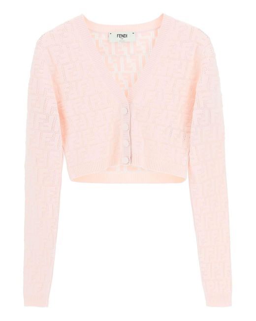 Fendi Synthetic Ff Cropped Cardigan in Pink Lyst Canada