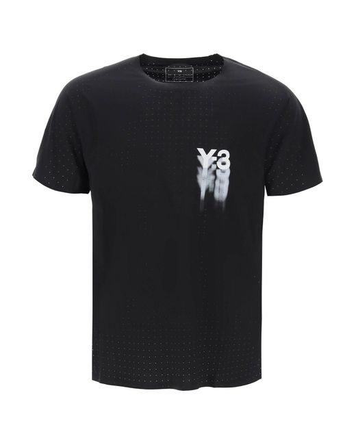 Y-3 Black Y-3 Short-Sleeved Perforated Jersey T for men