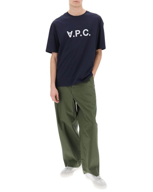 A.P.C. Blue River T Shirt With Flocked Logo for men