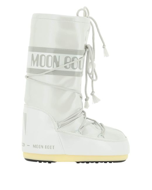 Moon Boot Synthetic Vinyl Snow Boots Icon in Silver (White) | Lyst