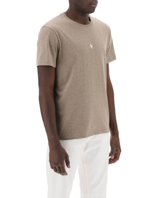 T Shirt Girocollo Custom Slim Fit di Polo Ralph Lauren in Natural da Uomo