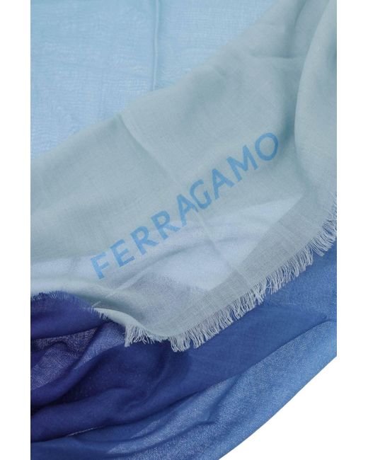 Ferragamo Blue "Gradient Cashmere And Silk Stole"