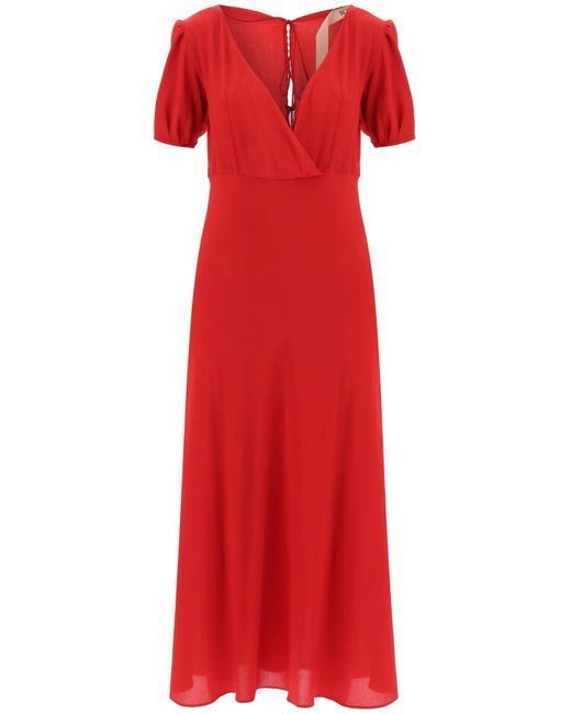 N°21 Crepe Midi Dress in Red | Lyst Canada