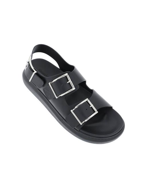 Alexander McQueen Black Leather Sandals With Maxi Buckles for men
