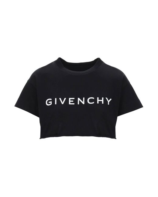 Givenchy Black Cropped Logo T-shirt