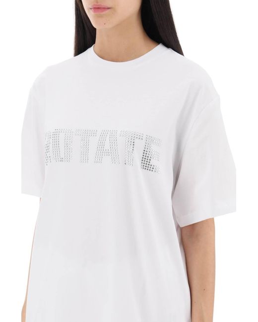 T Shirt A Girocollo Con Logo In Cristalli di ROTATE BIRGER CHRISTENSEN in White