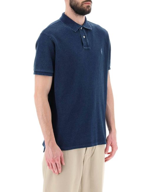 Polo Ralph Lauren Blue Pique Cotton Polo Shirt for men
