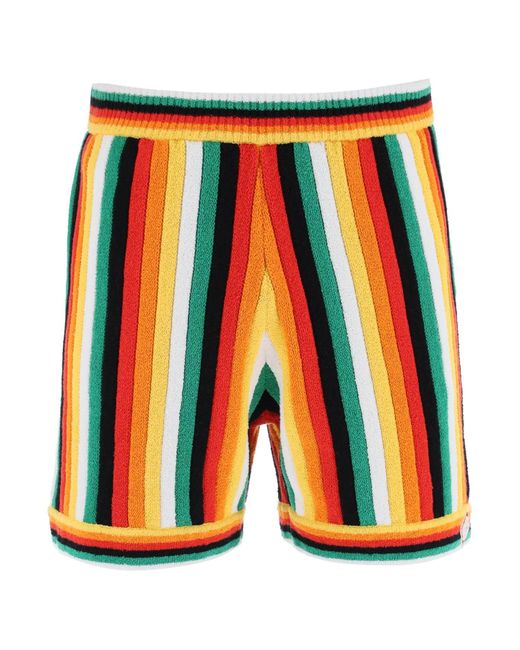 Casablancabrand Orange Striped Knit Bermuda Shorts for men