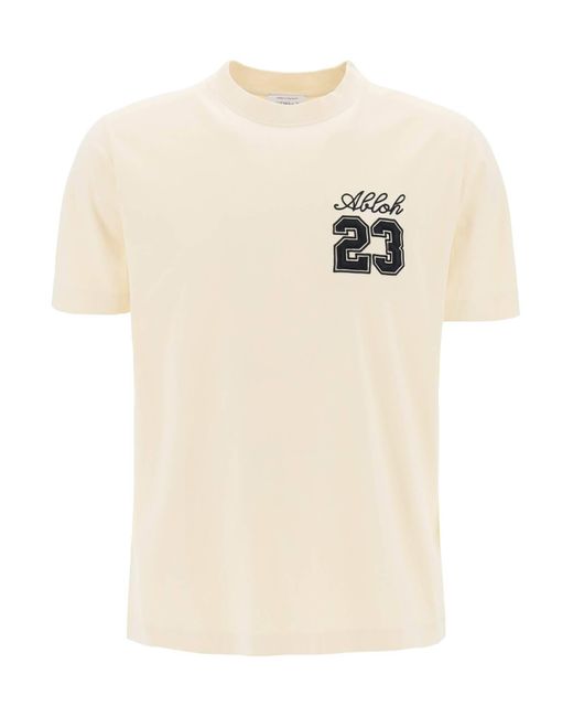Off-White c/o Virgil Abloh Natural 23 Skate Logo-embroidered T-shirt for men