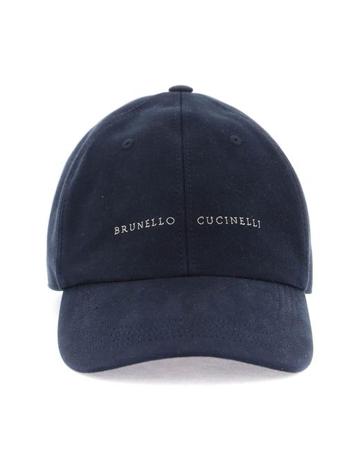 Brunello Cucinelli Blue Embroidered Logo Baseball Cap for men