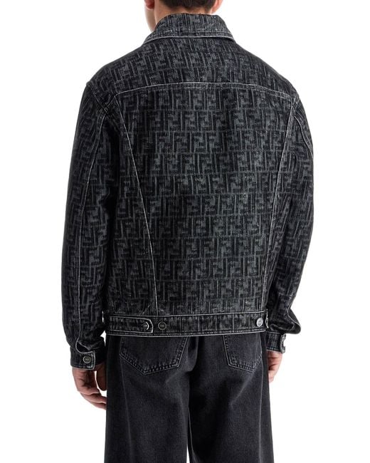 Fendi Black "Flocked Denim Ff Jacket" for men