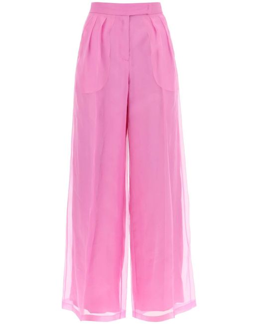 Max Mara Pink Silk Organza Tailored Pants