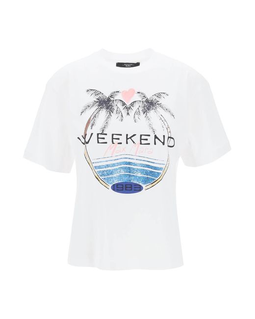 T-shirt con stampa grafica 'Viterbo' di Weekend by Maxmara in White