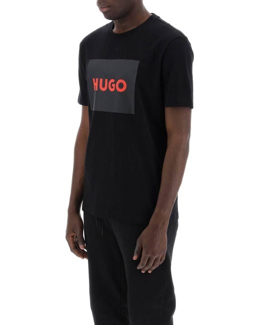 T Shirt Dulive Con Box Logo di HUGO in Black da Uomo