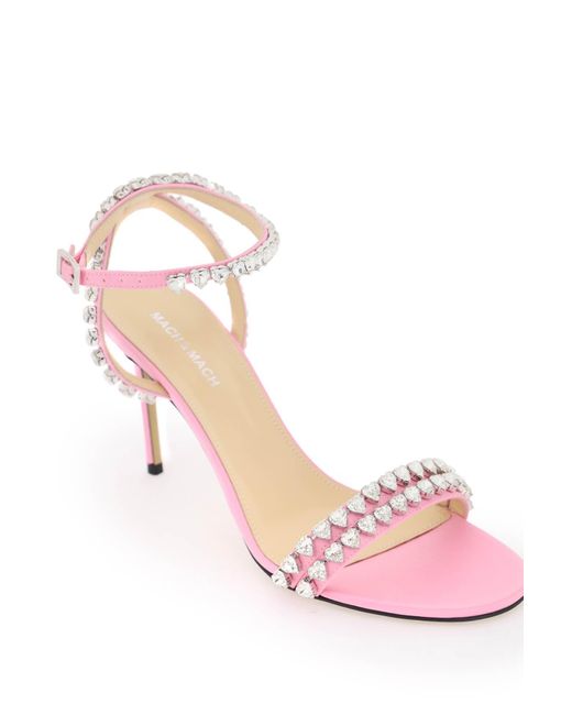 Mach & Mach Pink Mach E Mach Audrey Sandals With Crystals
