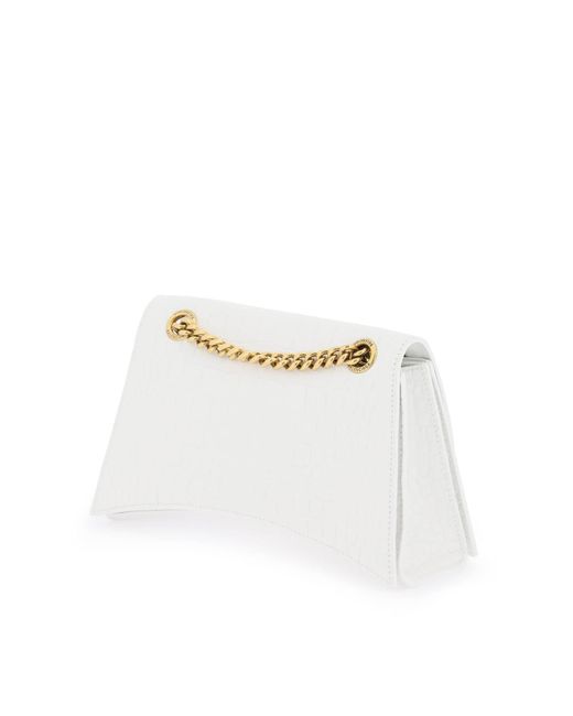 Balenciaga White Crush Bag With Chain