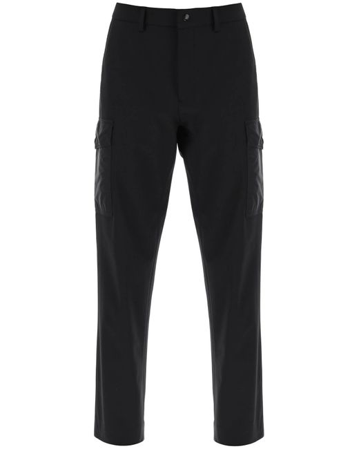 Moncler Black Basic Cargo Pants In Technical Jersey for men