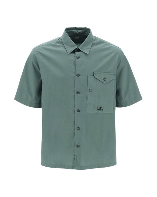 C P Company Green Short-Sleeved Poplin Shirt for men