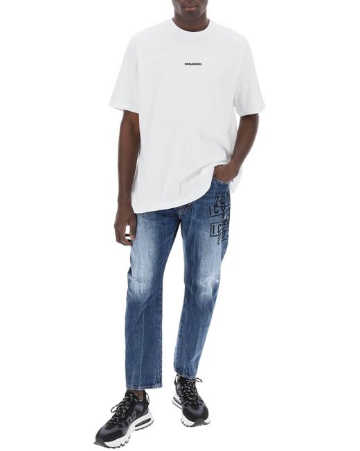 T Shirt Slouch Fit Con Stampa Logo di DSquared² in White da Uomo