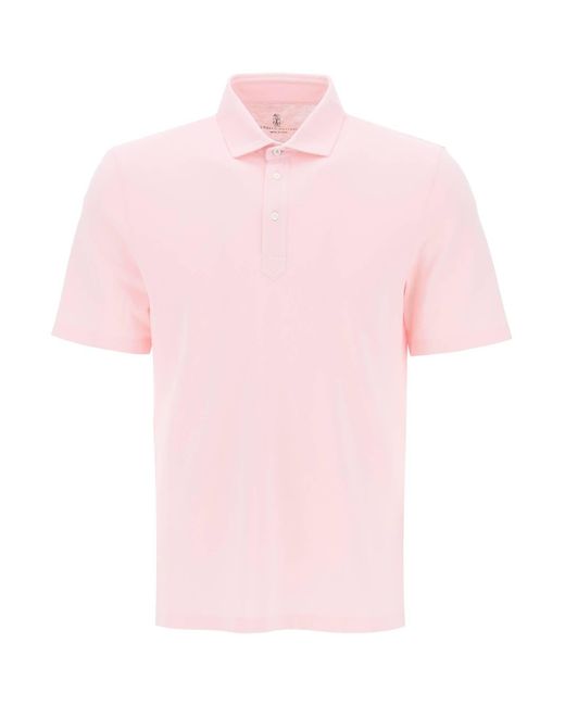 Brunello Cucinelli Pink Polo Shirt With French Collar for men