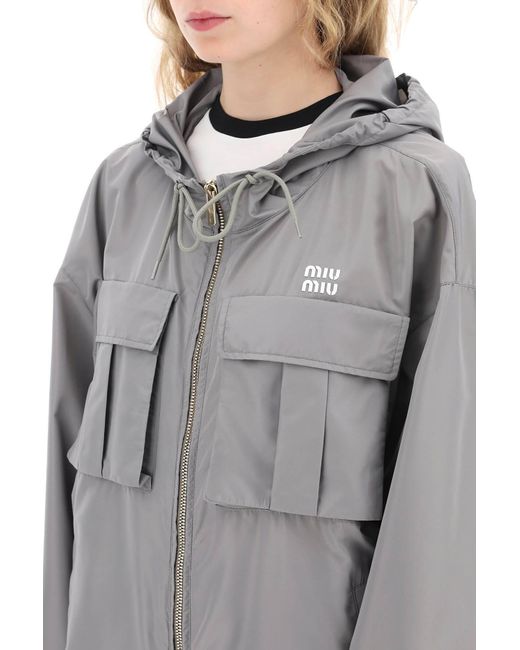 Miu Miu Gray Oversized Light Windbreaker Jacket