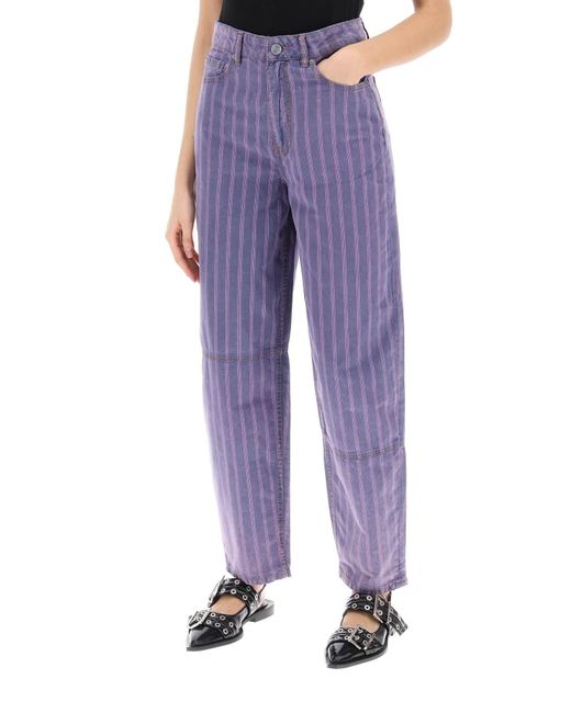 Ganni Purple Striped Starry Jeans